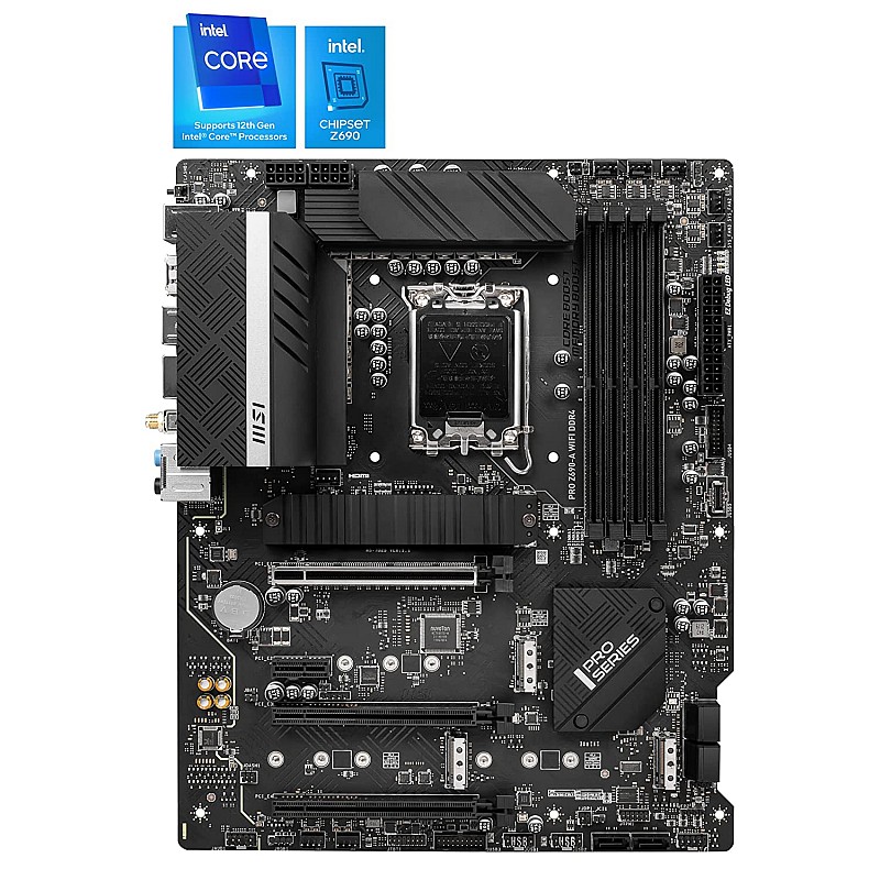 MSI PRO Z690-A DDR4 Gaming Motherboard ATX 12th Gen Intel Core, LGA 1700 Socket DDR4 Black