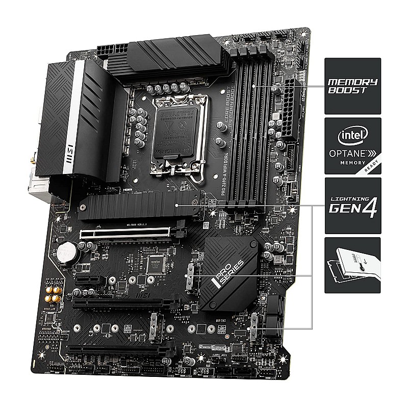 MSI PRO Z690-A DDR4 Gaming Motherboard ATX 12th Gen Intel Core, LGA 1700 Socket DDR4 Black