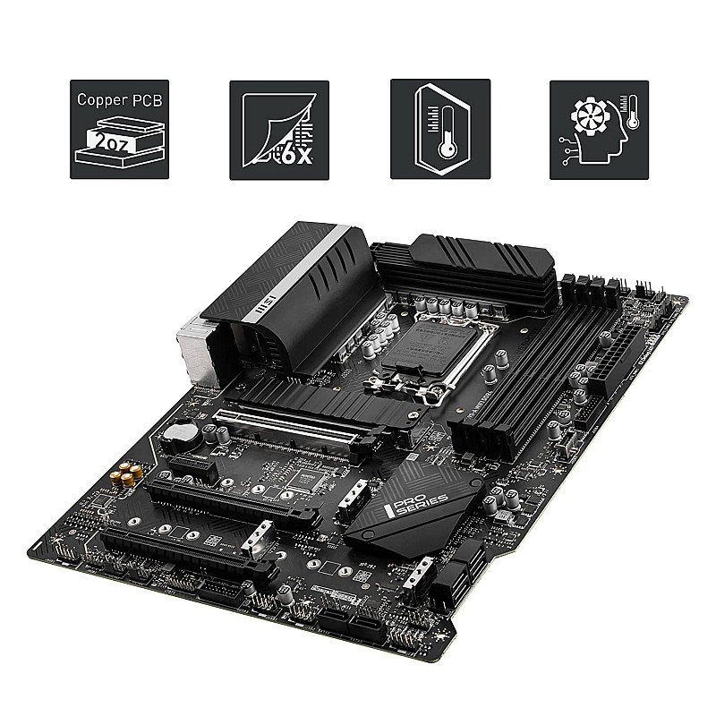 MSI PRO Z690-A DDR4 Gaming Motherboard ATX 12th Gen Intel Core, LGA 1700 Socket DDR4 Black