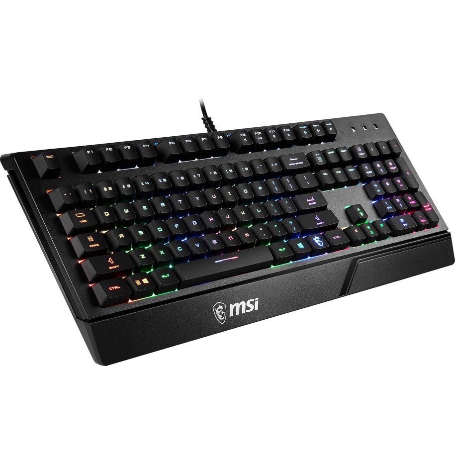 MSI Vigor GK20 US Backlit RGB Wired Dedicated Hotkeys Anti-Ghosting Water Resistant Gaming Keyboard Black MSI Vigor GK20 US Backlit RGB Wired Dedicated Hotkeys Anti-Ghosting Water Resistant Gaming Keyboard Black