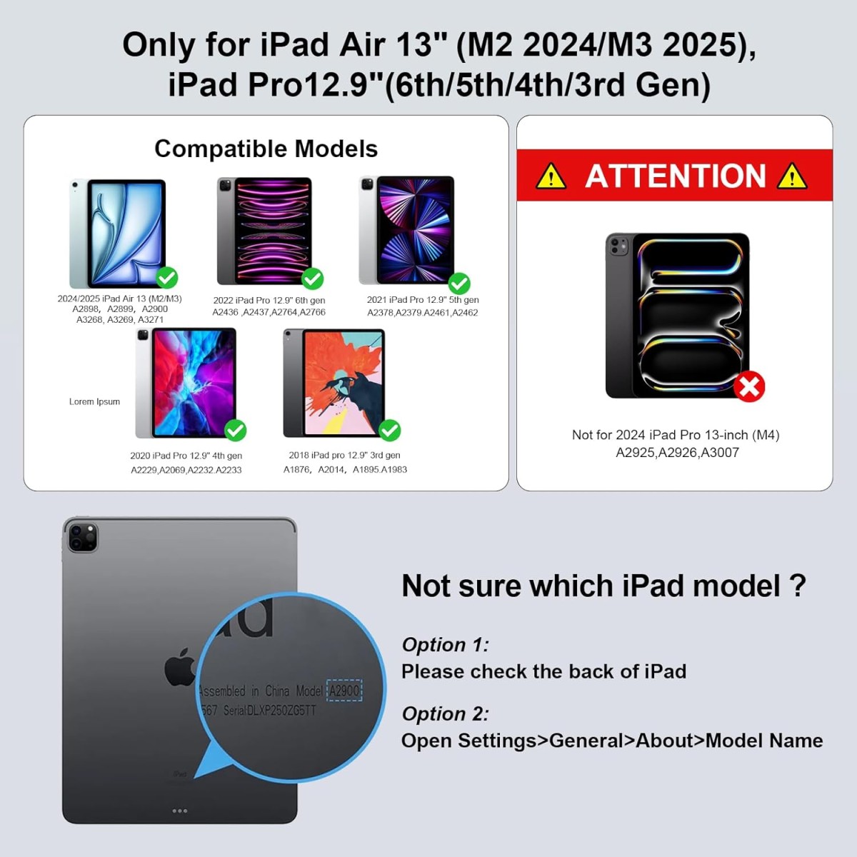 Magic Keyboard Case for iPad Air 13 Inch (M2 2024/ M3 2025) and iPad Pro 12.9 inch (3/4/5/6th Gen), Magnetic Stand Bluetooth iPad Keyboard with Precision Trackpad, Auto Sleep/Wake, Backlit Keys (Black)