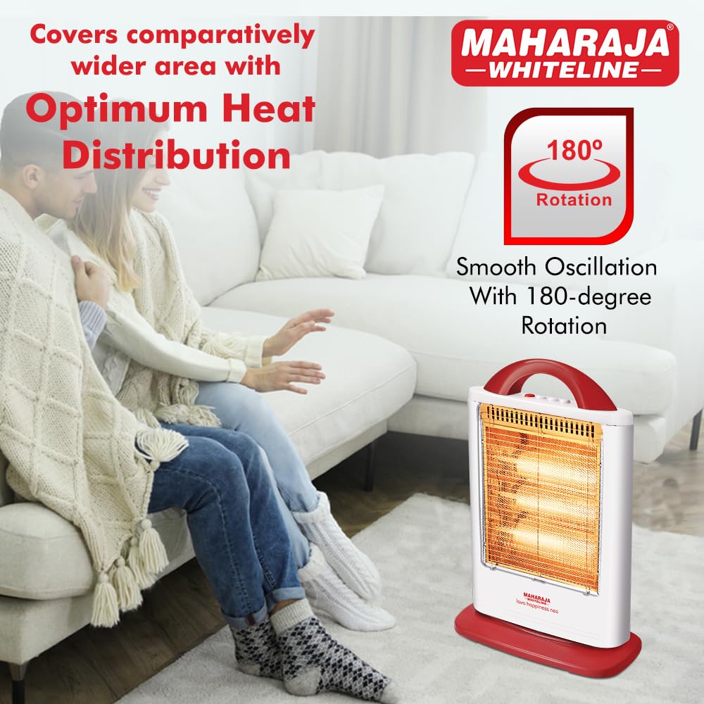 Maharaja Whiteline Lava Neo 1200-Watts Halogen Heater (White and Red)