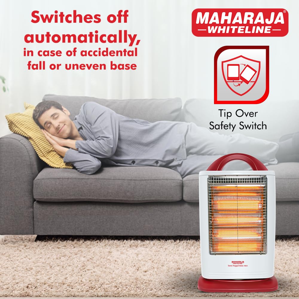 Maharaja Whiteline Lava Neo 1200-Watts Halogen Heater (White and Red)