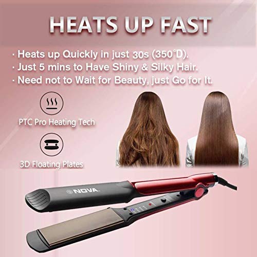 Nova Professional Hair Straightener Temperature Control NHS 870 (Black/Red)