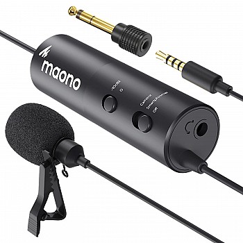 Maono AU-102 Collar Mic for Mobile and YouTube Recording. Noise Cancellation Condenser Microphone for Singing, Gaming, Vlogging, PC