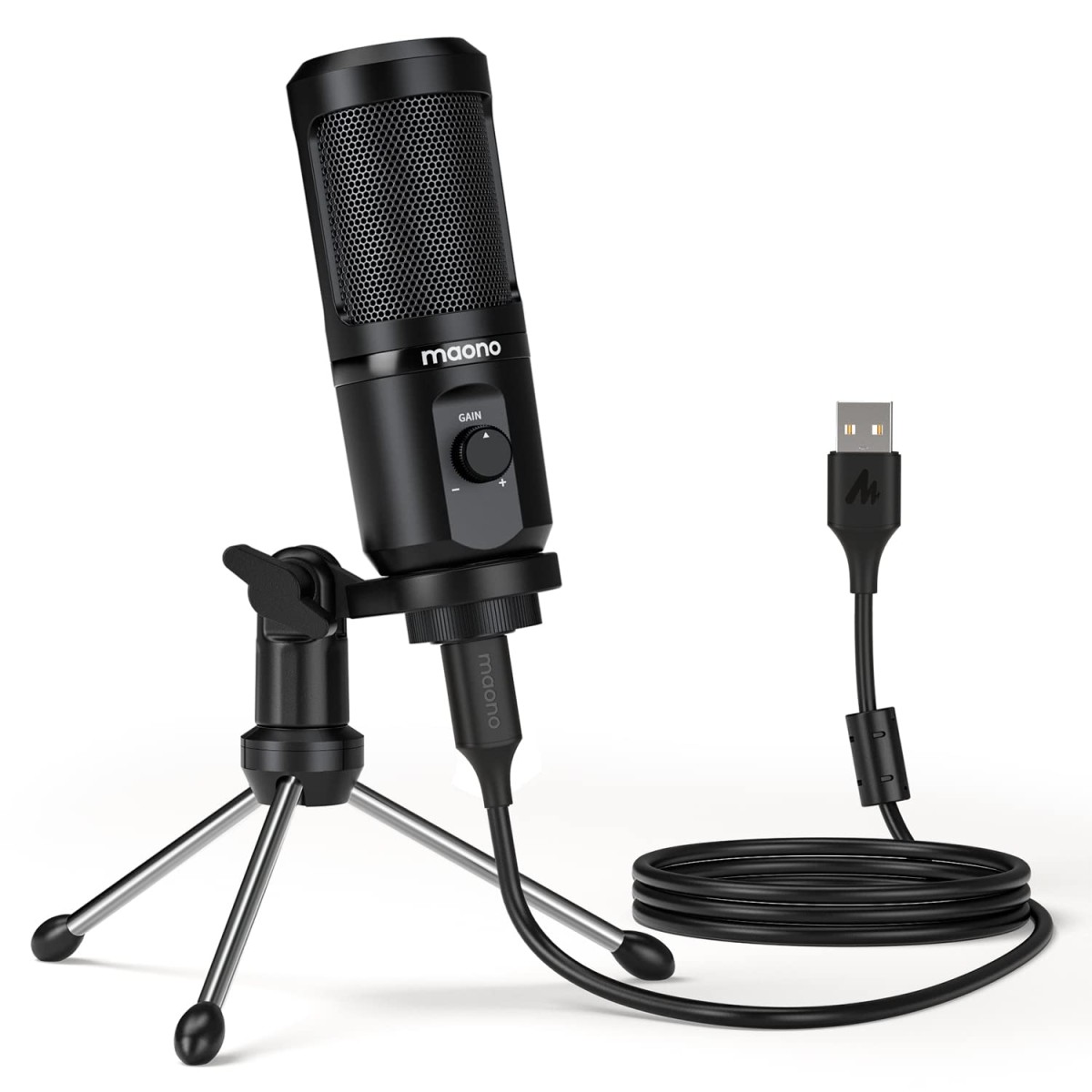 Maono AU-PM461TR USB Condenser Mic for PC and Singing, Recording Microphone with Mic