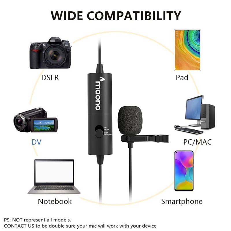 Maono AU-XLR10 XLR Collar Lavalier Microphone, Condenser Clip-on Mic for Audio Mixer, Recording Studio, YouTube