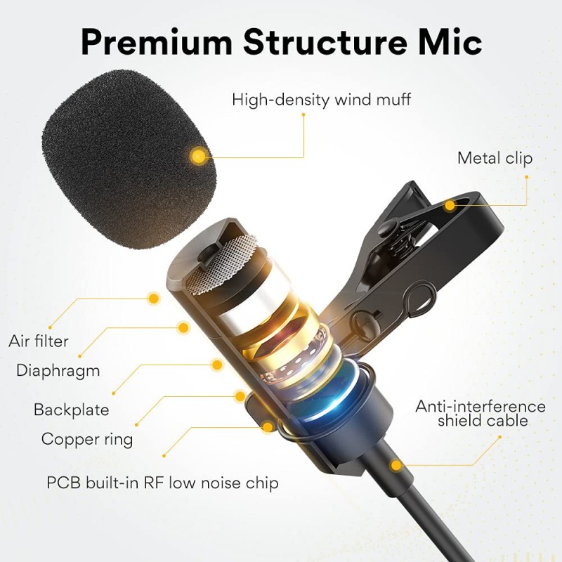 Maono AU-XLR10 XLR Collar Lavalier Microphone, Condenser Clip-on Mic for Audio Mixer, Recording Studio, YouTube