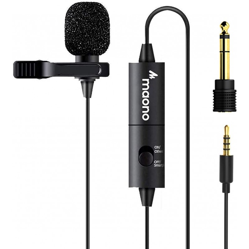 Maono AU-XLR10 XLR Collar Lavalier Microphone, Condenser Clip-on Mic for Audio Mixer, Recording Studio, YouTube