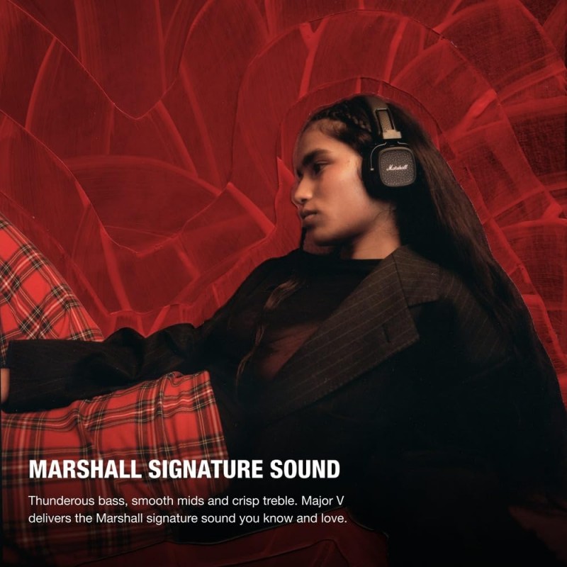 Marshall Major V Wireless On Ear Headphones, Black Marshall Major V Wireless On Ear Headphones, Black