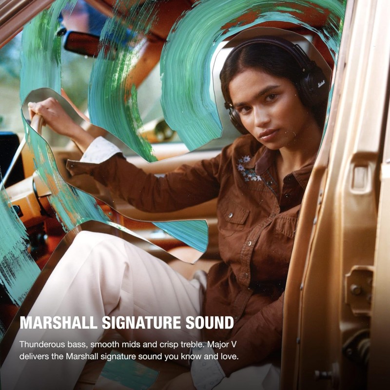Marshall Major V Wireless On Ear Headphones, Black Marshall Major V Wireless On Ear Headphones, Black
