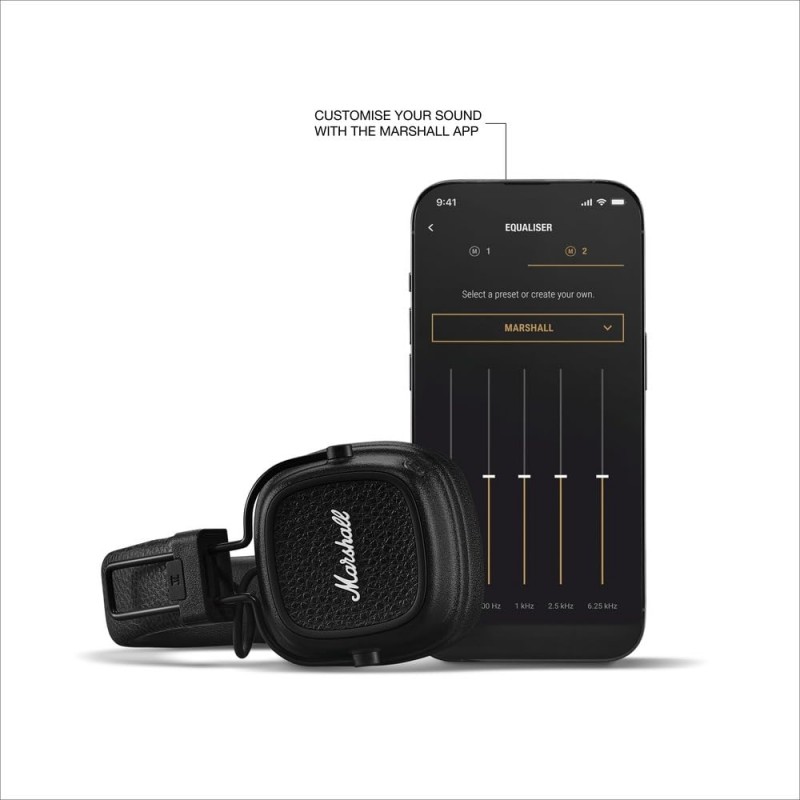 Marshall Major V Wireless On Ear Headphones, Black Marshall Major V Wireless On Ear Headphones, Black