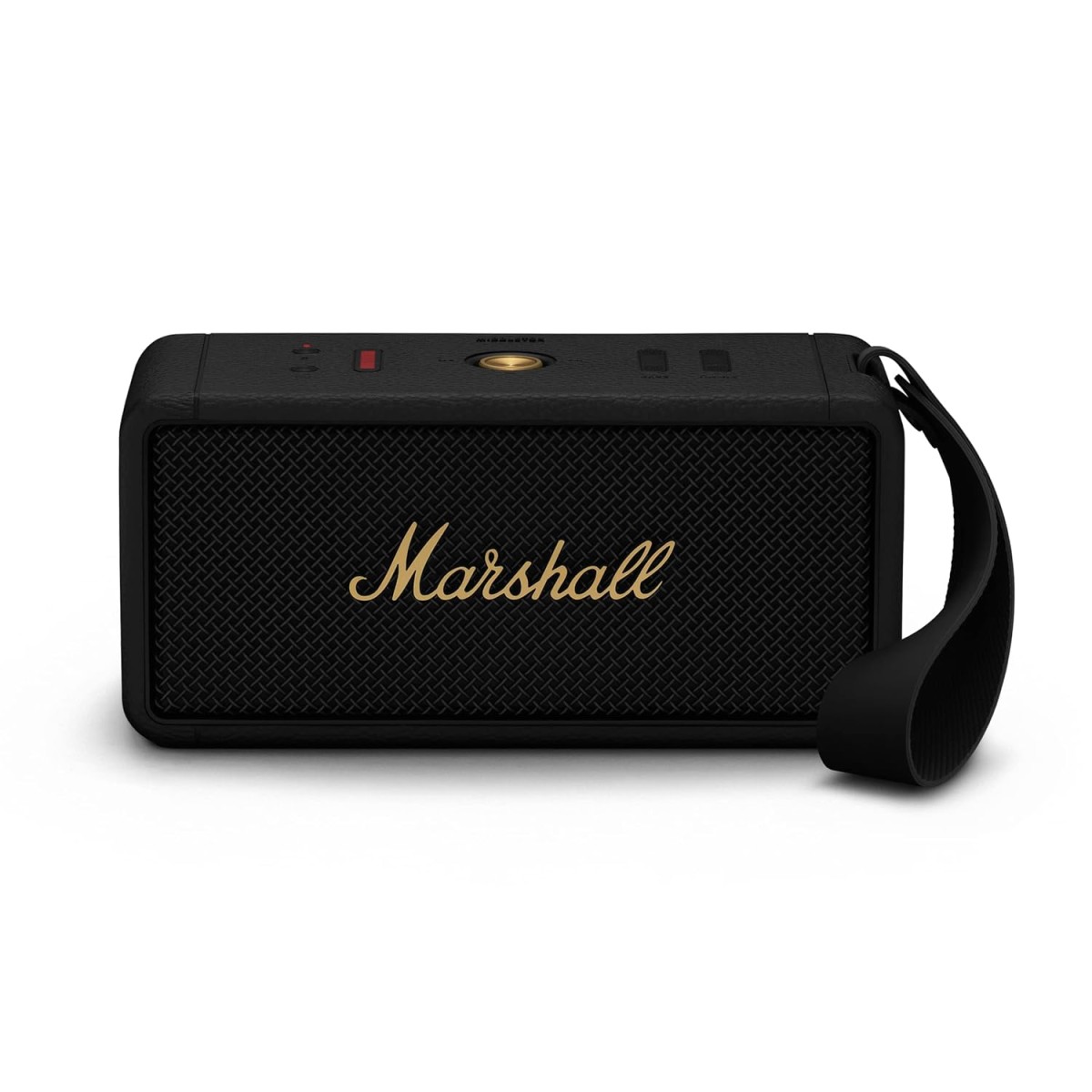 Marshall Middleton Portable Bluetooth Speaker with 20+ Hours of Portable Playtime, 360° Sound, Dust & Waterproof (IP67) - Black & Brass. Marshall Middleton Portable Bluetooth Speaker with 20+ Hours of Portable Playtime, 360° Sound, Dust & Waterproof (IP67) - Black & Brass.