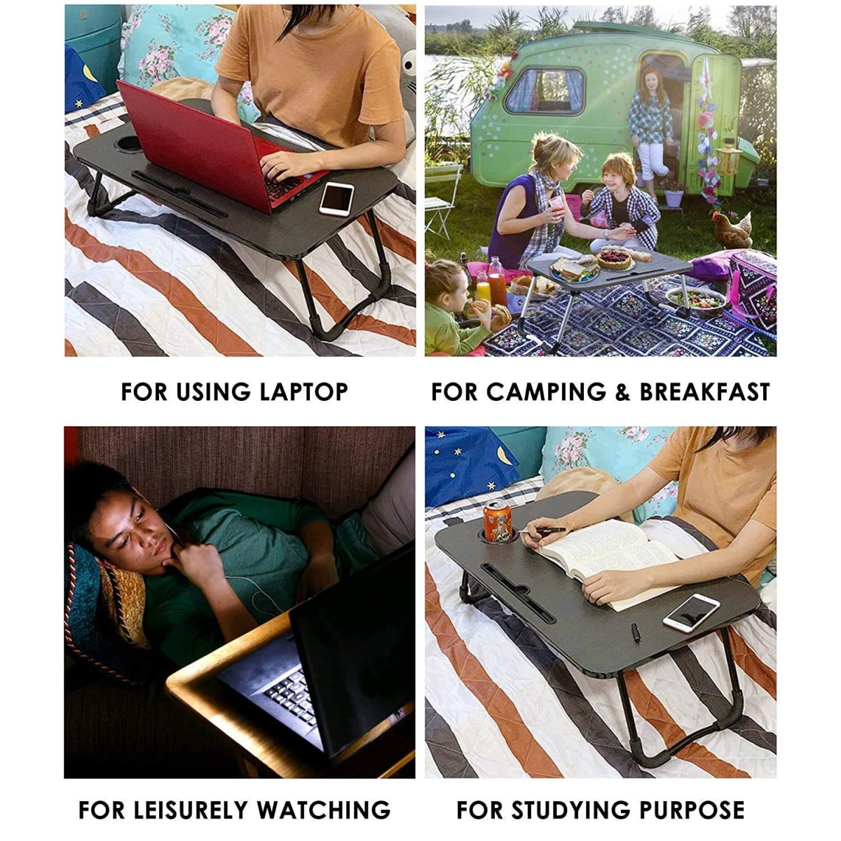 Mashur Fab Multi-Purpose Laptop Table/Study Table/Bed Table/Foldable and Portable Wooden/Writing Desk, Brown