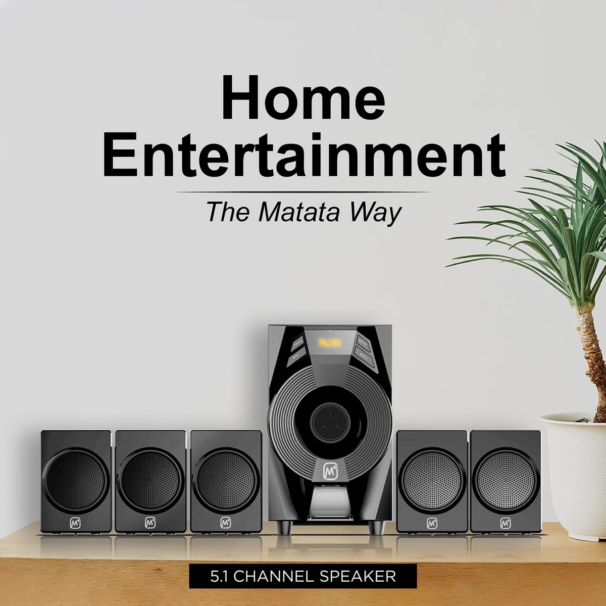 Matata MTM51376 True 30 Watt 5.1 Channel Multimedia Speaker with Built in Amplifier, LED Display, Multi Connectivity - Wireless Bluetooth/AUX/USB, Remote Control (Black) Matata MTM51376 True 30 Watt 5.1 Channel Multimedia Speaker with Built in Amplifier, LED Display, Multi Connectivity - Wireless Bluetooth/AUX/USB, Remote Control (Black)