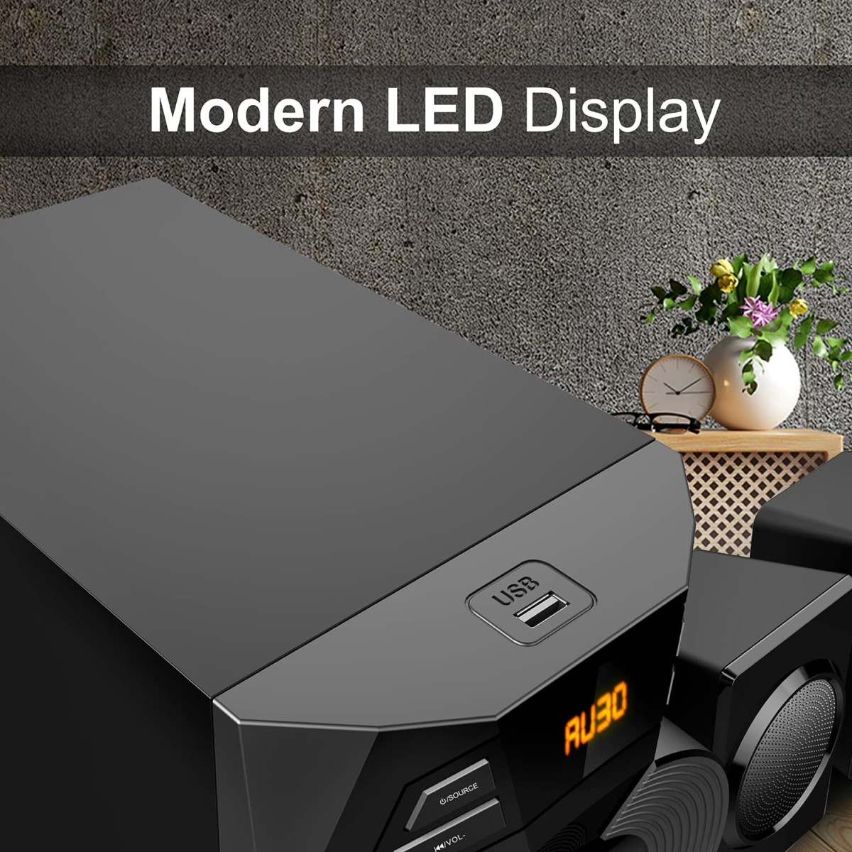 Matata MTM51376 True 30 Watt 5.1 Channel Multimedia Speaker with Built in Amplifier, LED Display, Multi Connectivity - Wireless Bluetooth/AUX/USB, Remote Control (Black) Matata MTM51376 True 30 Watt 5.1 Channel Multimedia Speaker with Built in Amplifier, LED Display, Multi Connectivity - Wireless Bluetooth/AUX/USB, Remote Control (Black)