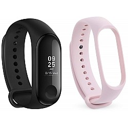 Mi Band 3 (Black) + Additional Strap (Pink)-