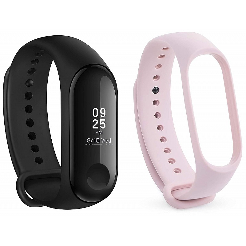 Mi Band 3 (Black) + Additional Strap (Pink)-