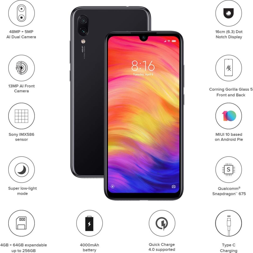 Mi Note 7 Pro (Space Black, 64GB, 6GB RAM) refurbished
