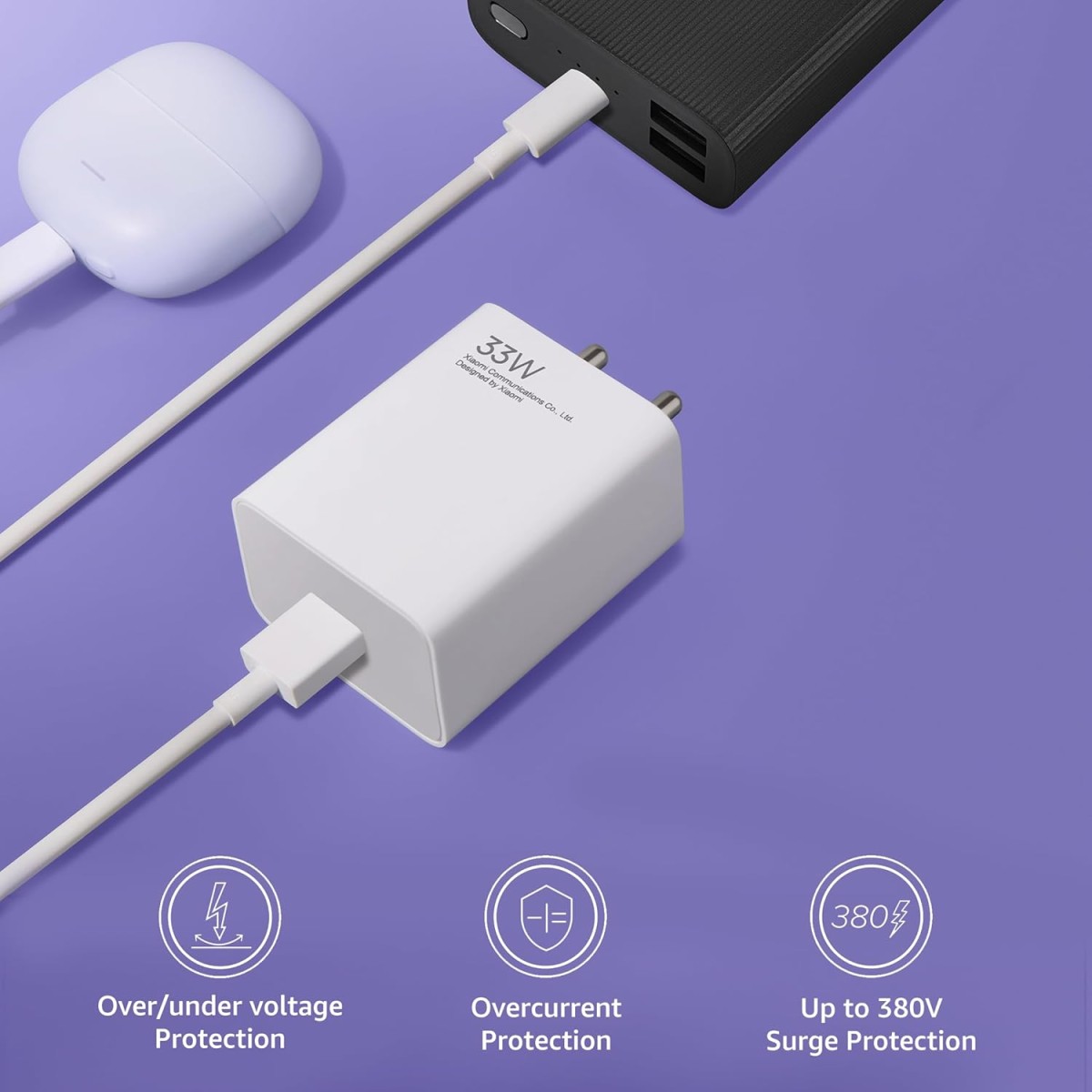Mi Xiaomi 2A Fast Charger USB-A Power Adapter - Phone Wall Charger Compatible with Android, Samsung Galaxy, Xiaomi Redmi, Headphones