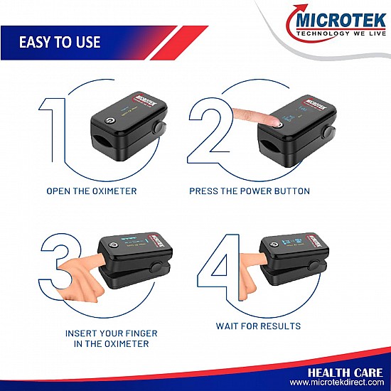 Microtek Pulse Oximeter with Oxygen Saturation Monitor, Heart Rate and SpO2 Levels Oxygen Meter with OLED Display