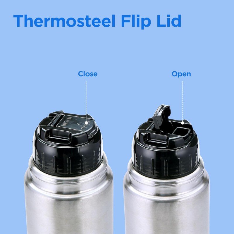 Milton Flip Lid 1000 Thermosteel Water Bottle 1 LTR, 24 Hr Hot and Cold I Leak Proof Lid, ISI Certified I Vacuum Insulated I for Office, Gym, School I Silver Milton Flip Lid 1000 Thermosteel Water Bottle 1 LTR, 24 Hr Hot and Cold I Leak Proof Lid, ISI Certified I Vacuum Insulated I for Office, Gym, School I Silver