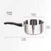 Milton Pro Cook Induction Cookware & Gas Stove Friendly Stainless Steel Tea Pan 16 cm | 1.6 Litre | Sandwich Bottom Sauce Pan | Chai Pot | Milk Boiler with Handle | 2 Year Warranty