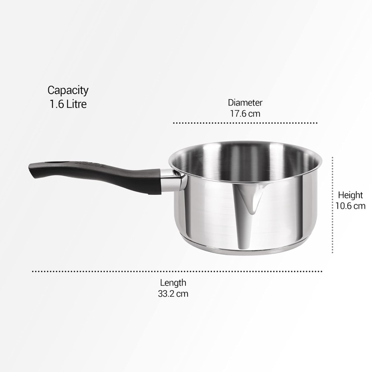 Milton Pro Cook Induction Cookware & Gas Stove Friendly Stainless Steel Tea Pan 16 cm | 1.6 Litre | Sandwich Bottom Sauce Pan | Chai Pot | Milk Boiler with Handle | 2 Year Warranty