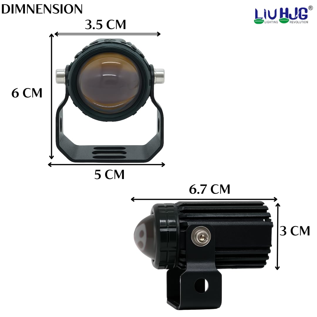 Mini Drive V3 LED Fog Light Yellow/White with Flashing Red Devil Eye DRL | Compact Design | Universal Fit for Bike & Car | Waterproof | High Brightness | 40W | 9V–80V Pack of 2