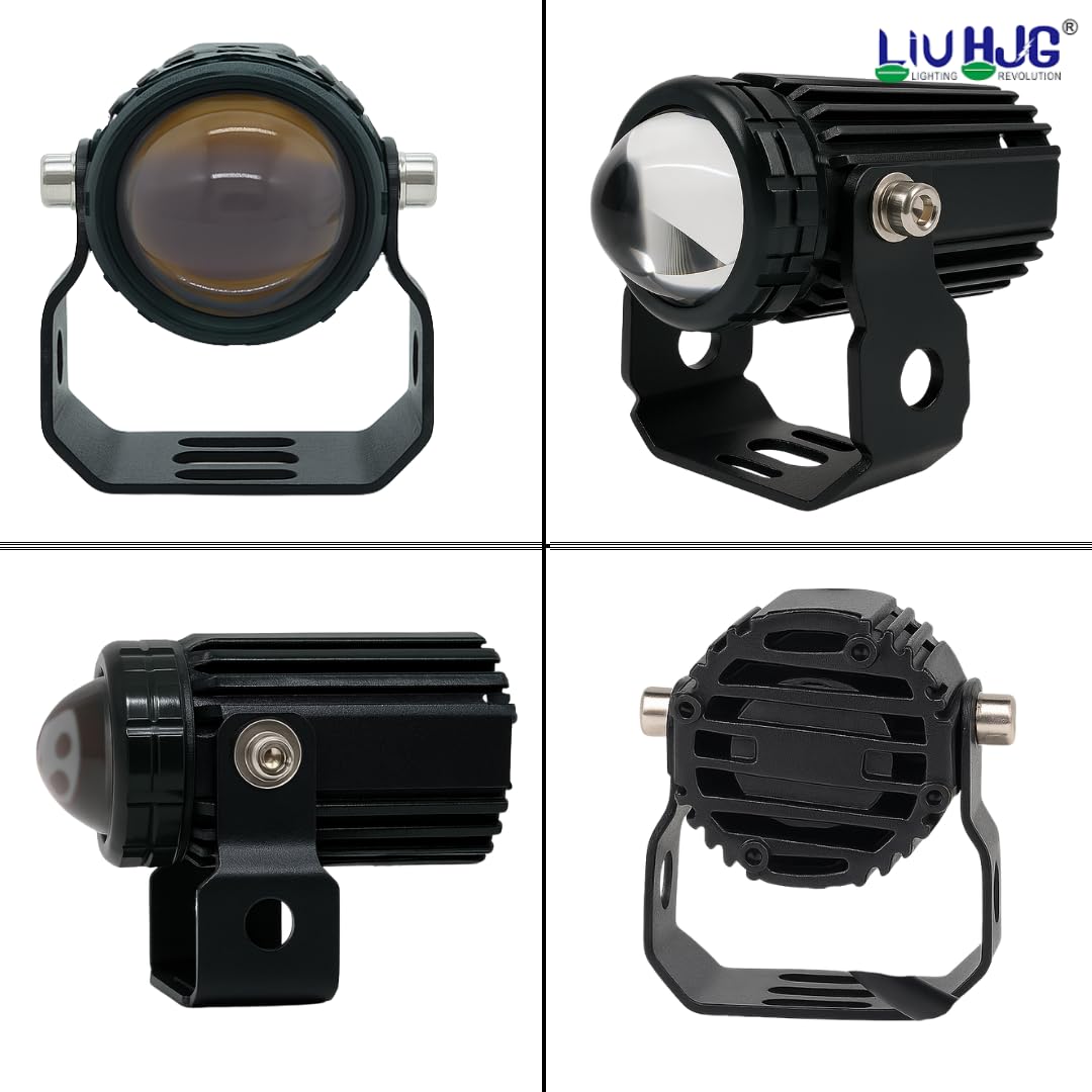 Mini Drive V3 LED Fog Light Yellow/White with Flashing Red Devil Eye DRL | Compact Design | Universal Fit for Bike & Car | Waterproof | High Brightness | 40W | 9V–80V Pack of 2