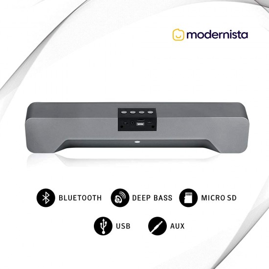 Modernista Maestro Bar 20W Bluetooth Soundbar Speaker with 2400mah Battery/BT v5.0/Aux/USB Port, Small (Maestro Bar20)