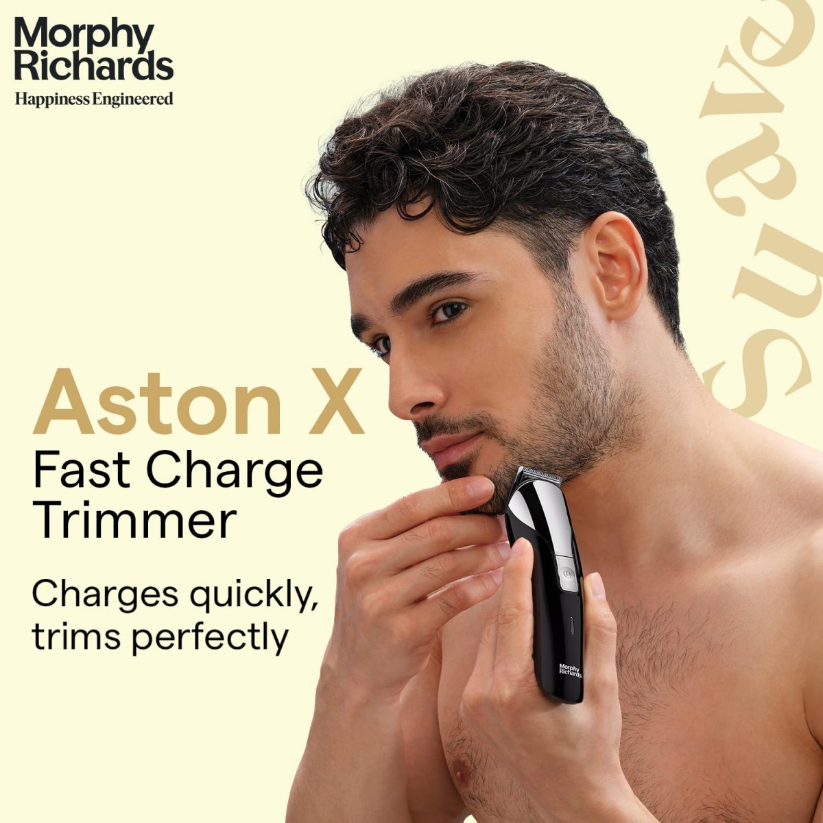 Morphy Richards AstonX BT2220 cordless beard trimmer for men|2-hr Fast USB Charging| 11 Settings-Single Comb|2-Yr Warranty|Travel friendly body trimmer|Removable & Washable Blades| Black|Gift for Him