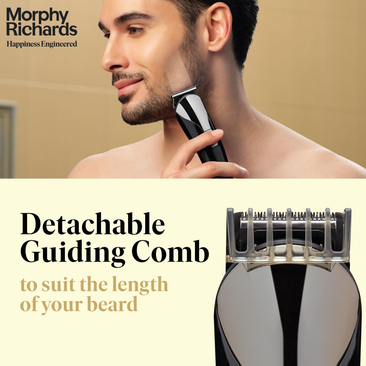 Morphy Richards AstonX BT2220 cordless beard trimmer for men|2-hr Fast USB Charging| 11 Settings-Single Comb|2-Yr Warranty|Travel friendly body trimmer|Removable & Washable Blades| Black|Gift for Him