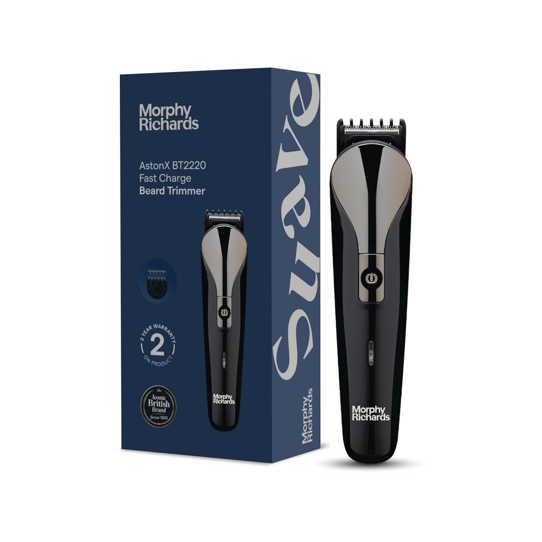 Morphy Richards AstonX BT2220 cordless beard trimmer for men|2-hr Fast USB Charging| 11 Settings-Single Comb|2-Yr Warranty|Travel friendly body trimmer|Removable & Washable Blades| Black|Gift for Him