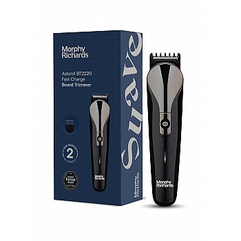 Morphy Richards AstonX BT2220 cordless beard trimmer for men|2-hr Fast USB Charging| 11 Settings-Single Comb|2-Yr Warranty|Travel friendly body trimmer|Removable & Washable Blades| Black|Gift for Him