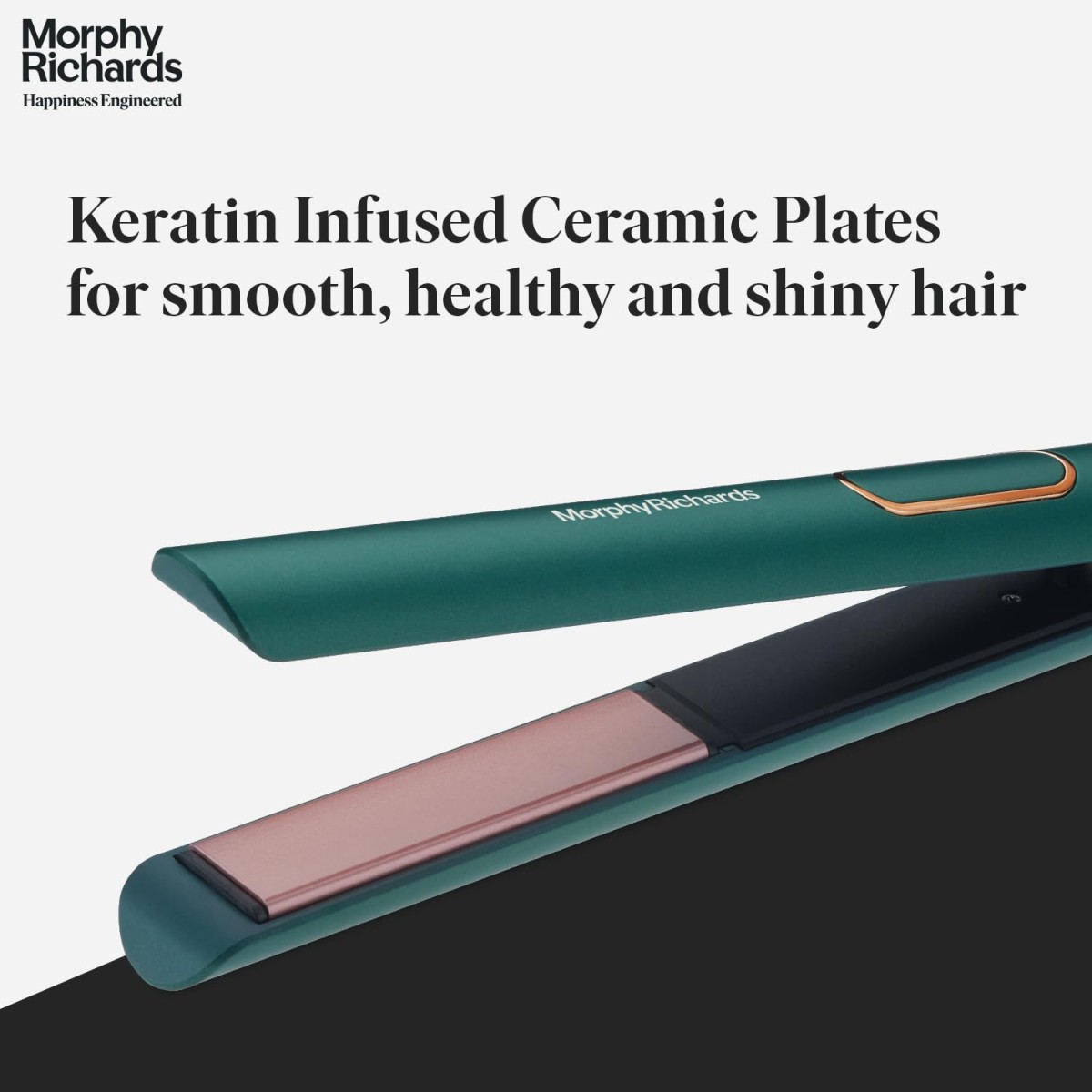 Morphy Richards KeraFlow HS3500 Keratin Premium Hair Straightener| Floating Keratin Ceramic Plates|5 Temp Settings|Free Travel Friendly Storage Pouch| 2-Yr Warranty by Brand|Metallic Green & Gold|Gift for Her Morphy Richards KeraFlow HS3500 Keratin Premium Hair Straightener| Floating Keratin Ceramic Plates|5 Temp Settings|Free Travel Friendly Storage Pouch| 2-Yr Warranty by Brand|Metallic Green & Gold|Gift for Her