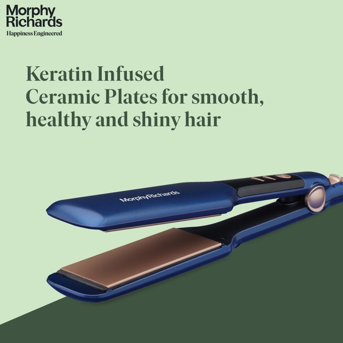Morphy Richards Keraflow HS4501 Keratin Wide Plate Digital Hair Straightener | Floating Keratin Ceramic Plates | 9 Temp Settings | 2-Yr Warranty By Brand | Blue & Rose Gold Morphy Richards Keraflow HS4501 Keratin Wide Plate Digital Hair Straightener | Floating Keratin Ceramic Plates | 9 Temp Settings | 2-Yr Warranty By Brand | Blue & Rose Gold