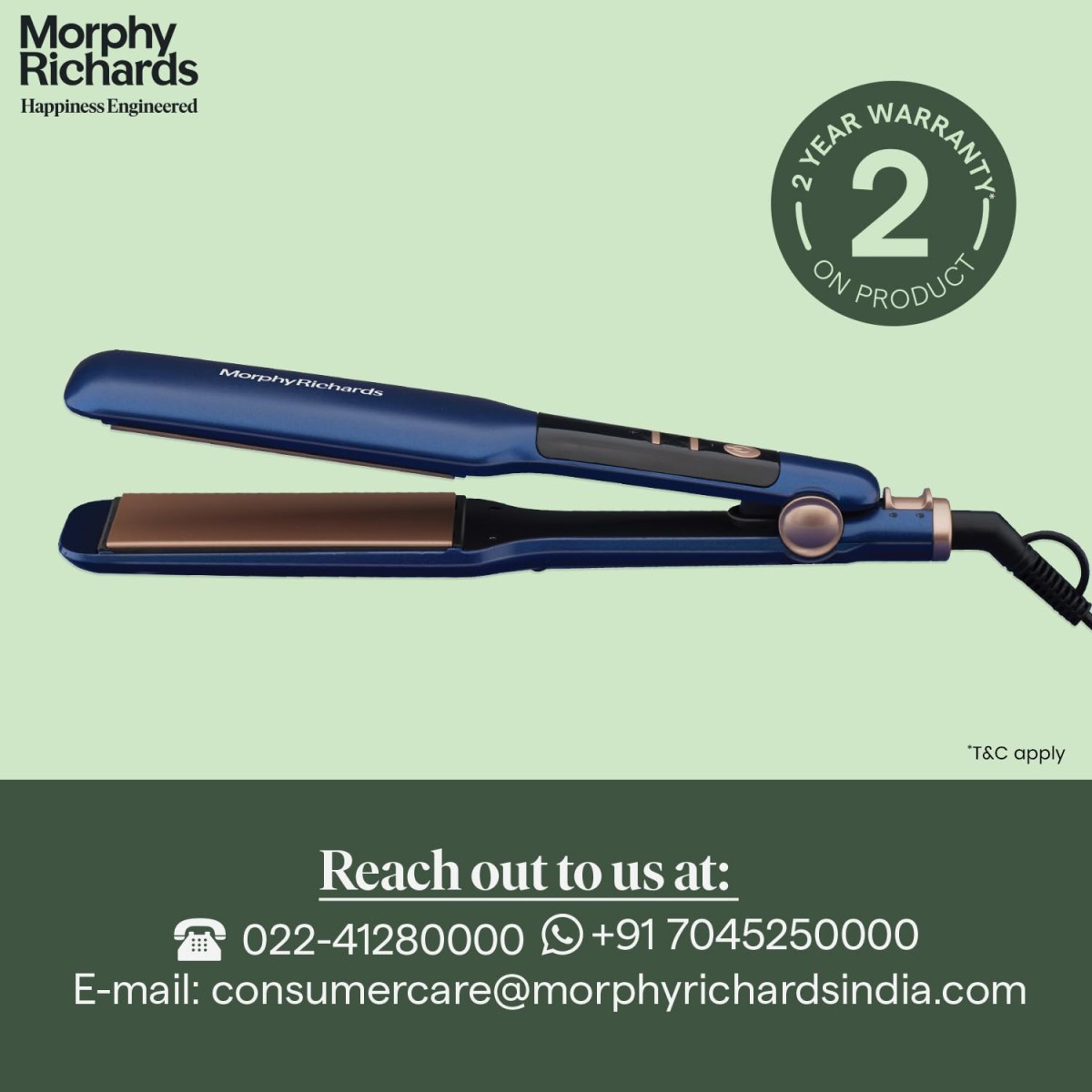 Morphy Richards Keraflow HS4501 Keratin Wide Plate Digital Hair Straightener | Floating Keratin Ceramic Plates | 9 Temp Settings | 2-Yr Warranty By Brand | Blue & Rose Gold Morphy Richards Keraflow HS4501 Keratin Wide Plate Digital Hair Straightener | Floating Keratin Ceramic Plates | 9 Temp Settings | 2-Yr Warranty By Brand | Blue & Rose Gold