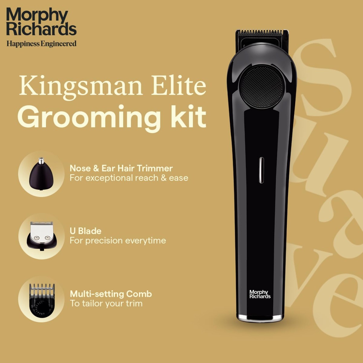Morphy Richards Kingsman Elite | 3-in-1 Multipurpose for Men |Grooming Kit, Shaver, Nose & ear |USB Rechargeable | Stainless Steel Blades|Quick Charge|2-Yr Warranty|Gift for Him Morphy Richards Kingsman Elite | 3-in-1 Multipurpose for Men |Grooming Kit, Shaver, Nose & ear |USB Rechargeable | Stainless Steel Blades|Quick Charge|2-Yr Warranty|Gift for Him
