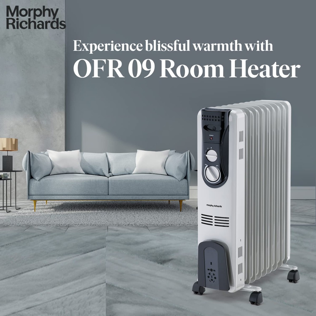 Morphy Richards OFR Room Heater, 09 Fin 2000 Watts Oil Filled Room Heater , ISI Approved (OFR 9 Grey)