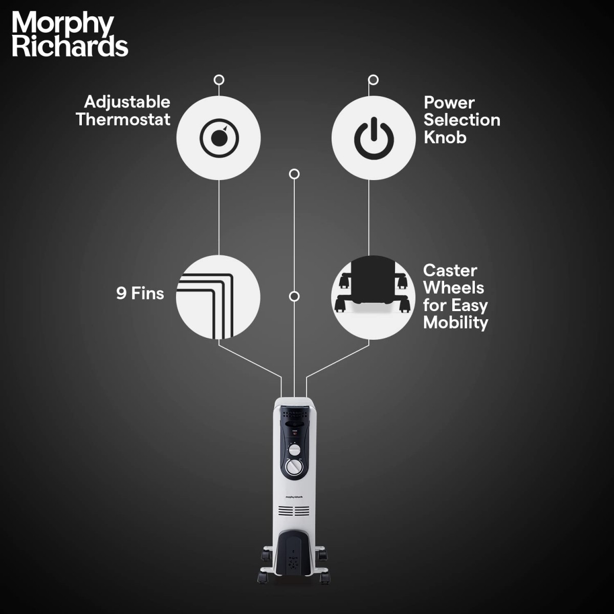 Morphy Richards OFR Room Heater, 09 Fin 2000 Watts Oil Filled Room Heater , ISI Approved (OFR 9 Grey)