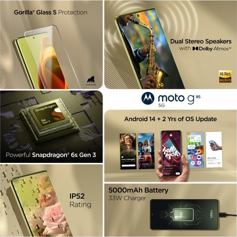 Moto G85 5G 8GB 128GB, Olive Green, New Moto G85 5G 8GB 128GB, Olive Green, New