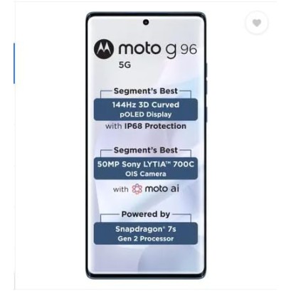 Motorola G96 144Hz 3D Curved pOLED (ASHLEIGHBLUE, 8GB RAM, 128GB Storage)