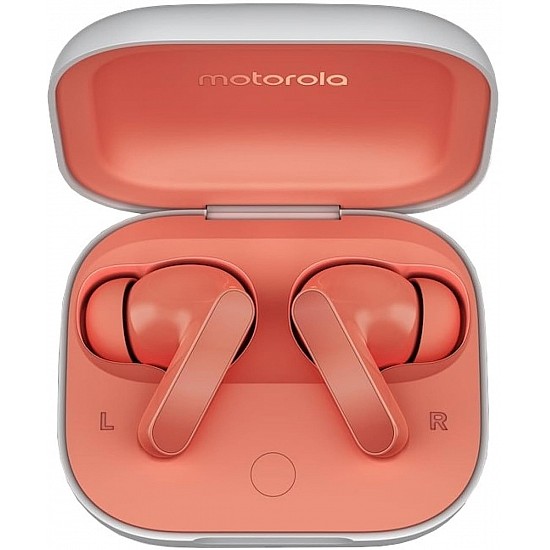 Motorola Moto Buds With Hi-Res Audio,Large 12.4Mm Driver,42 Hrs Playback&Ipx4 Rating Bluetooth In Ear Headset(Coral Peach,True Wireless)