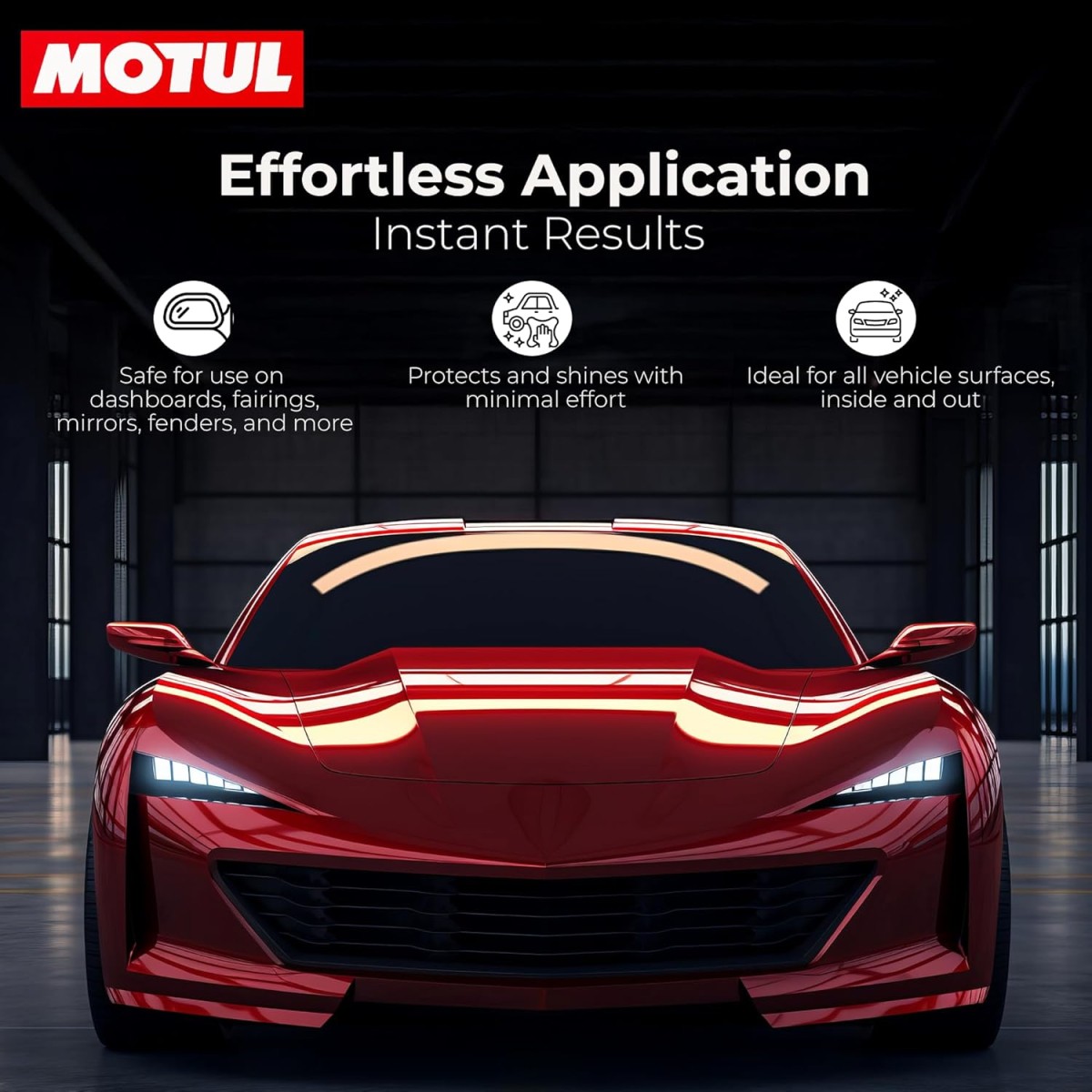 Motul Dashboard & Car Shine 500 ml|Polish for Interior Plastic, Leather, Vinyl & Rubber|Protects from UV Rays and Fading|Citrus Twist Scent