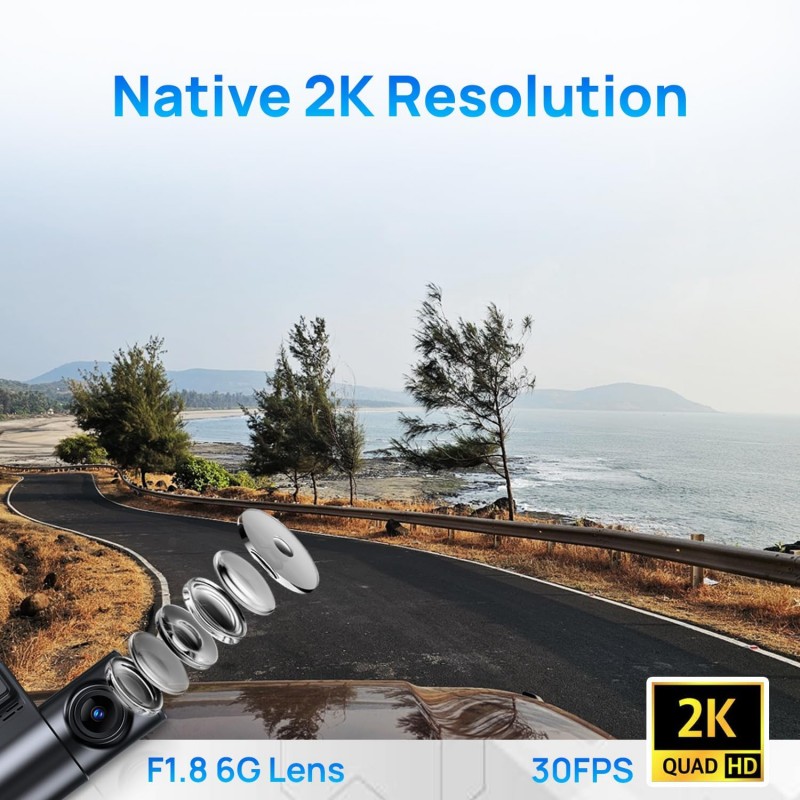 NEXDIGITRON ACE 2 Car Dash Camera with in-Built GPS Logger, Native 2K 1440P, 0.96" Screen, Voice Control, Super-Capacitor, F1.8 6G Lens, Optional Parking Mode, Upto 256GB Supported