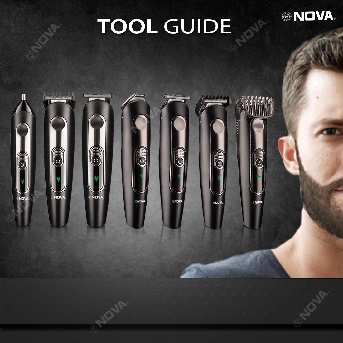 NOVA NG 1149 Super Groom-Series-8-in-1-Grooming-Kit-Black