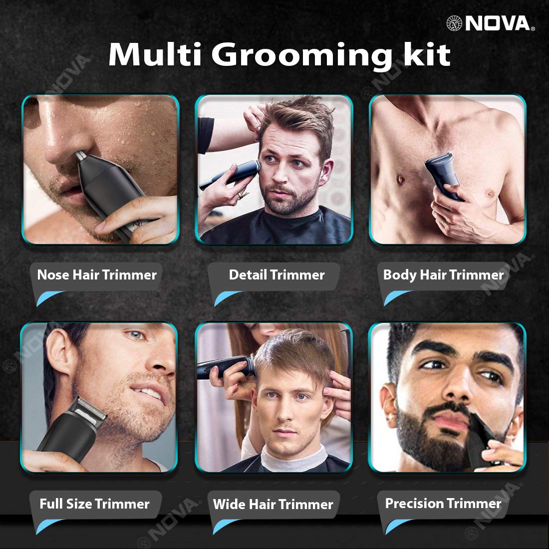 NOVA NG 1149 Super Groom-Series-8-in-1-Grooming-Kit-Black