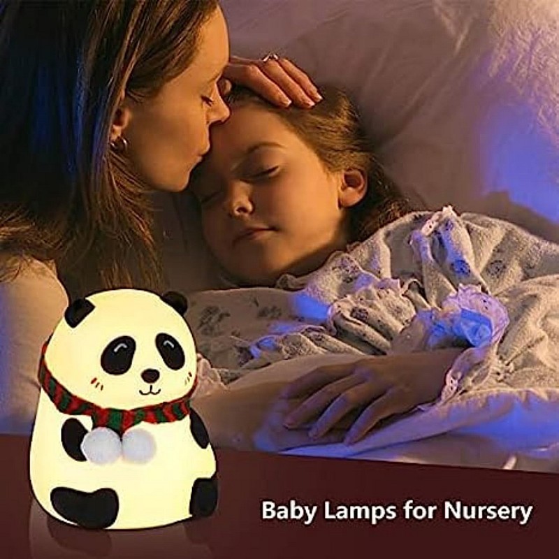 Airtree Night Lamp for Bedroom, Panda Lamp, Cute Lamp, Night Lamp for Kids, Panda Light Lamp, Birthday Gifts, Lamp for Kids, Diwali Light, BPA-Free Silicone Lamp, Close Eye (Multicolor)