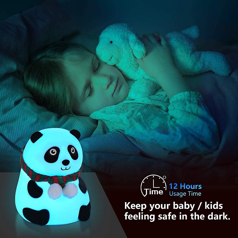 Airtree Night Lamp for Bedroom, Panda Lamp, Cute Lamp, Night Lamp for Kids, Panda Light Lamp, Birthday Gifts, Lamp for Kids, Diwali Light, BPA-Free Silicone Lamp, Close Eye (Multicolor)